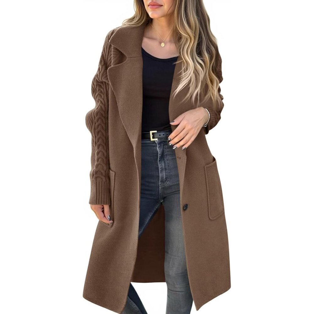 Womens Long Chunky Knit Cardigan Open Front Button Casual Fall Coatigan
